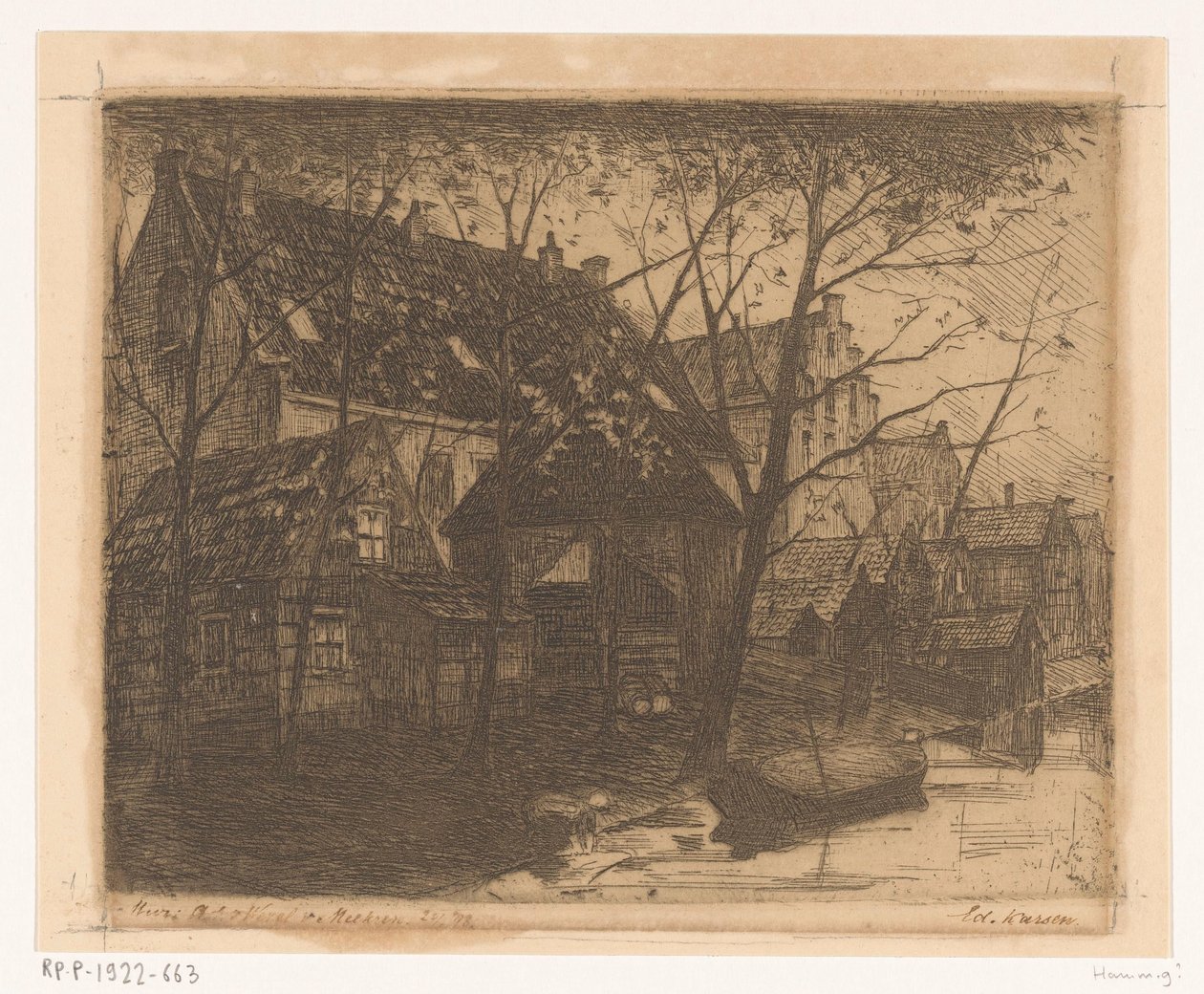 Baksidor av hus längs vattnet av Eduard Karsen (signed by artist)