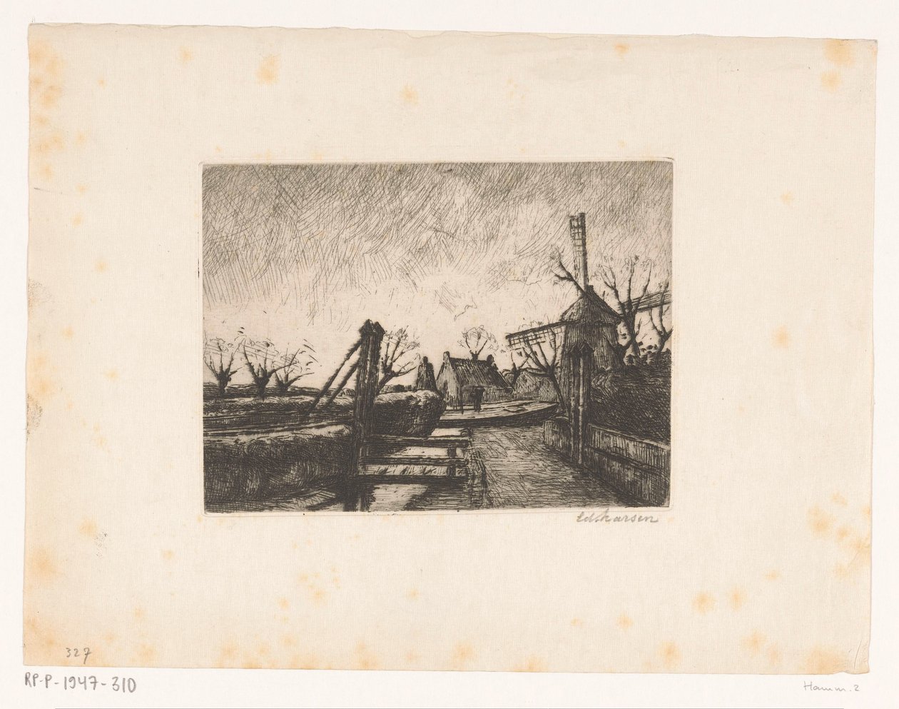 Stig med bro längs ett dike av Eduard Karsen (signed by artist)