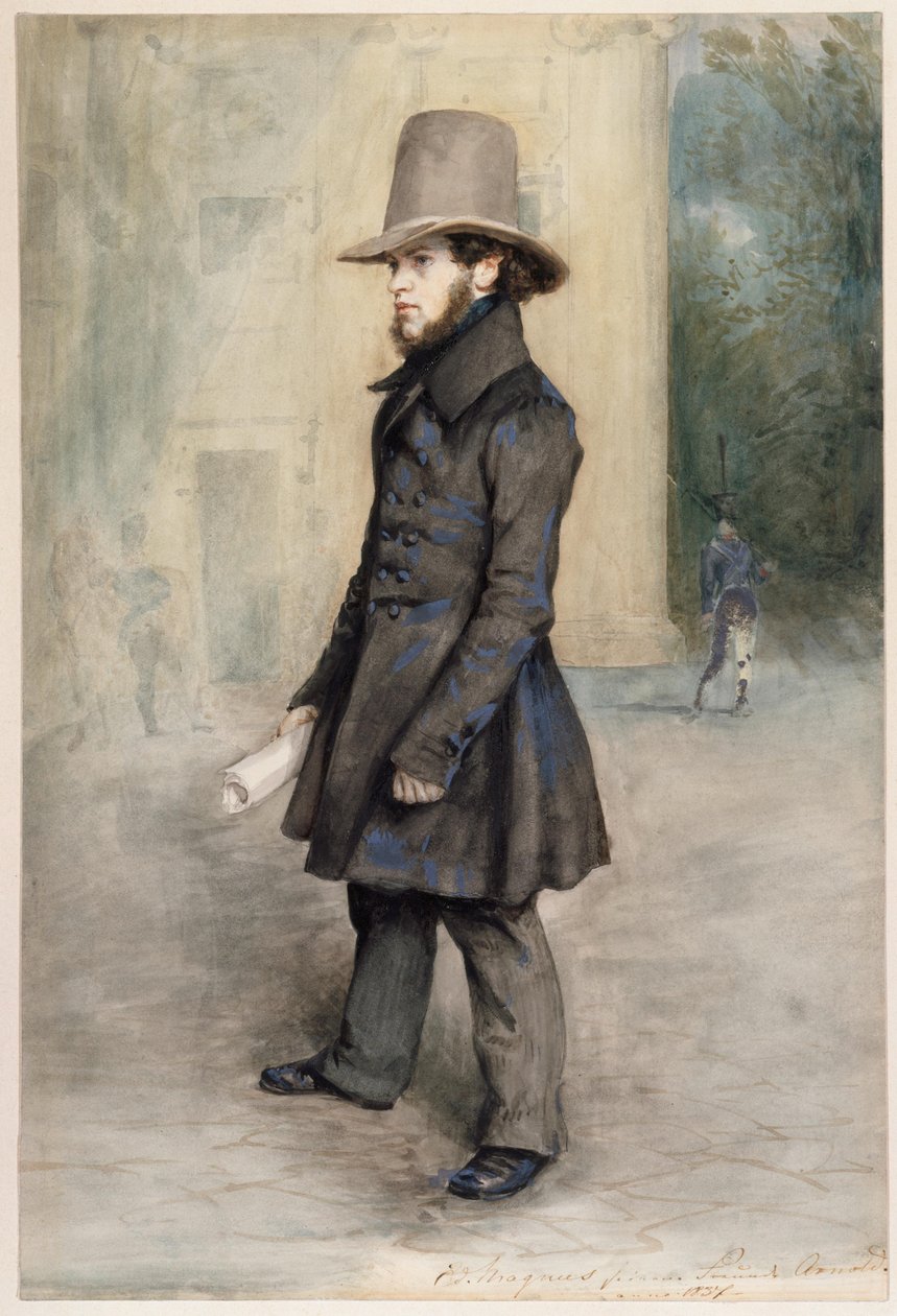 Tyska: Adolph von Menzel med Biedermeier-hatt av Eduard Magnus