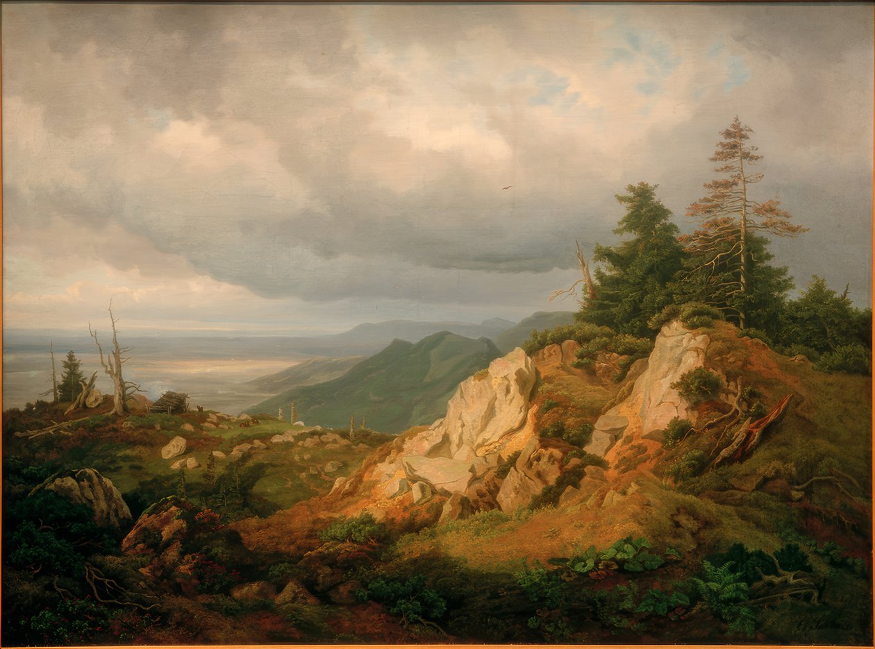 På Hohe Kampe med utsikt över sjön Chiemsee av Eduard Schleich der Ältere