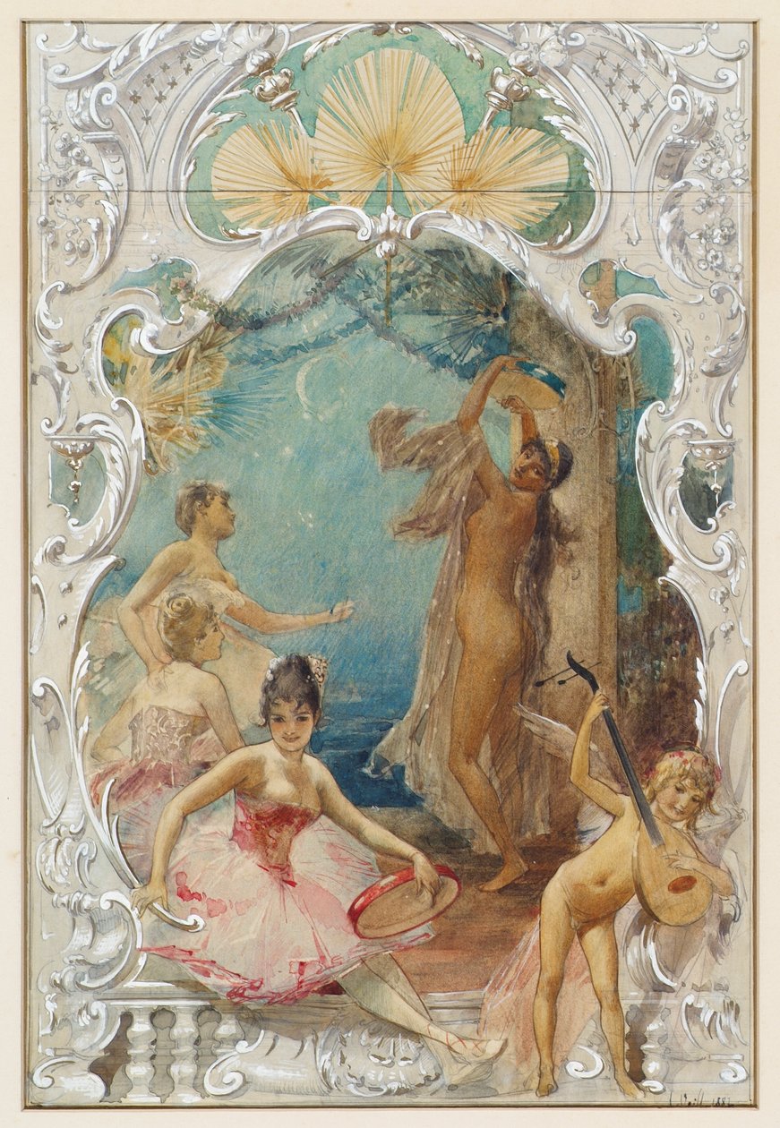 Dans (utkast till en väggmålning i Varieté Ronacher, Wien) av Eduard Veith