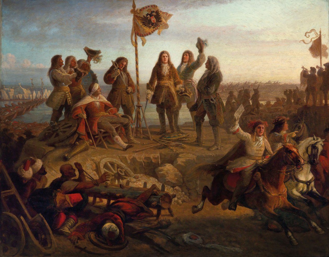 Prins Eugene skickar en budbärare till kejsaren och informerar honom om hans seger …, ca 1860. av Eduard von Engerth