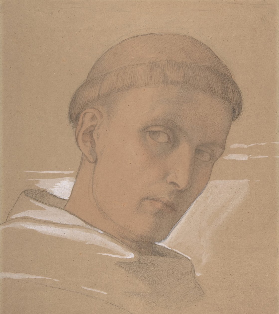 Studie av huvudet av St. Augustine, för målningen av Madonnan och barnet..., 1846. av Eduard von Steinle