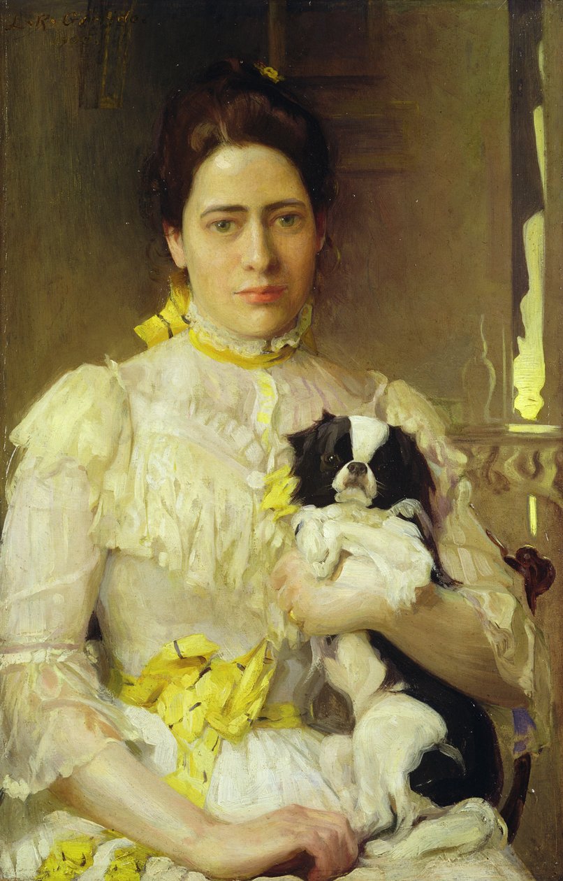Dam med en knähund av Eduardo Leon Garrido