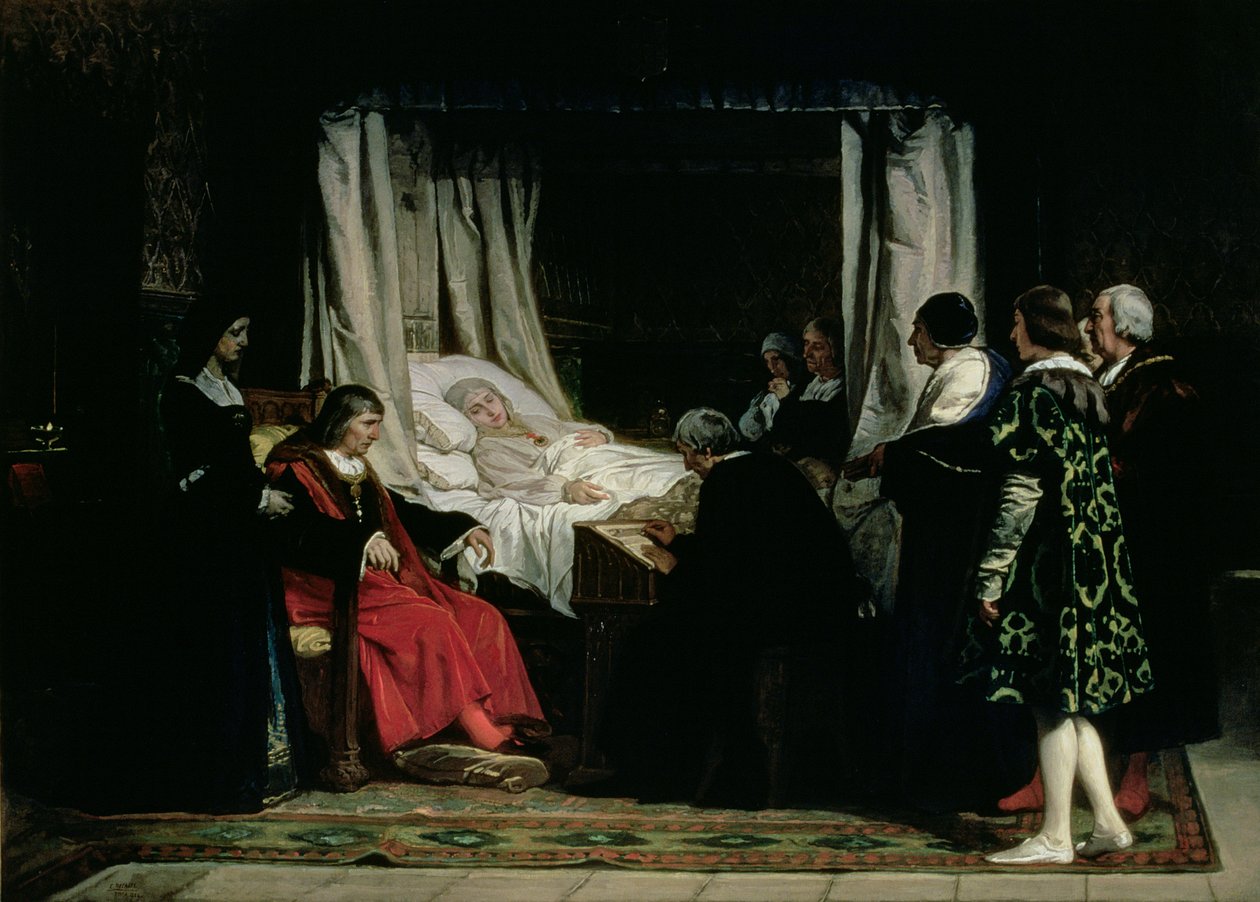 Testamentet om drottning Isabella den katolska (1451-1504) 1864 av Eduardo Rosales