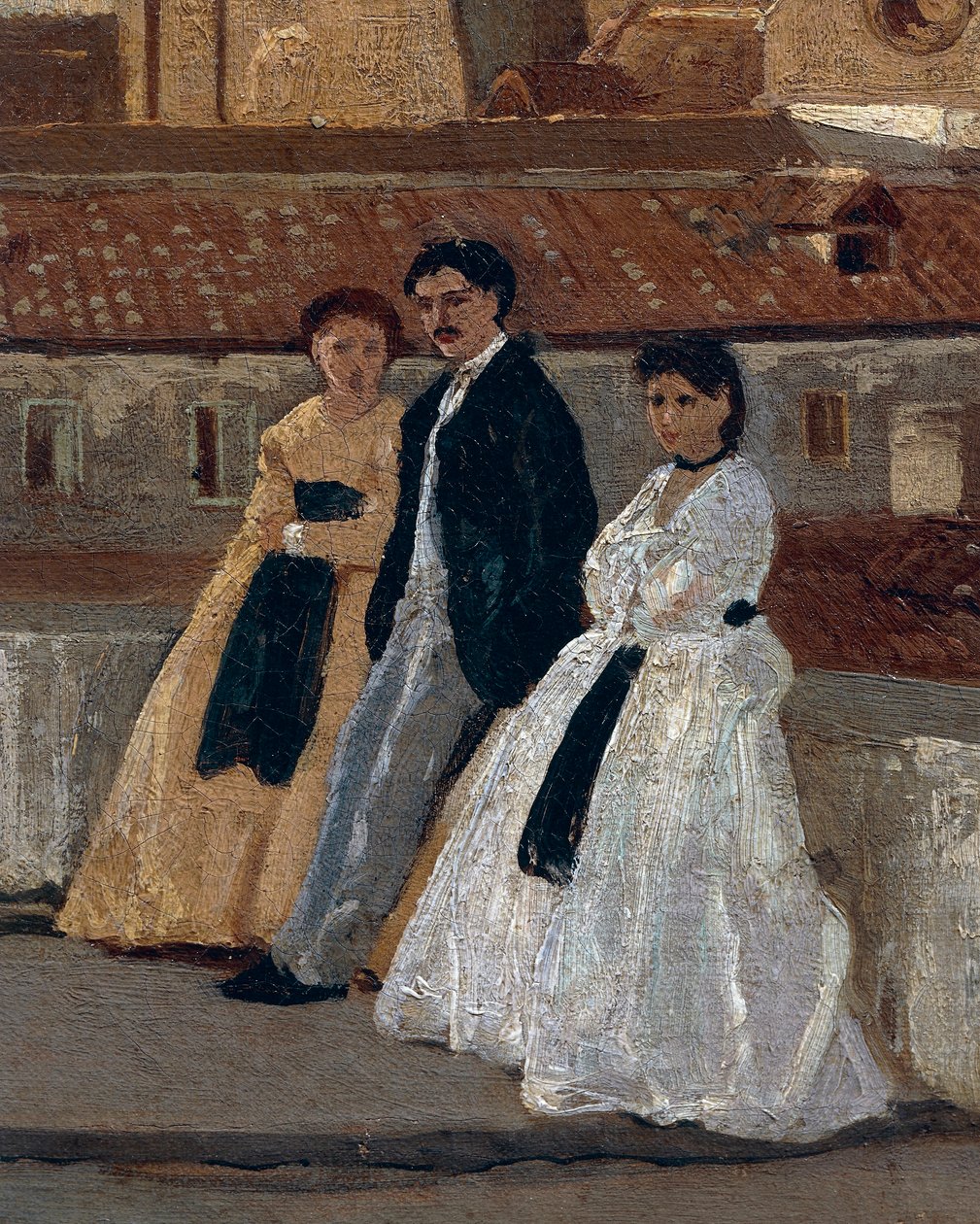 Terrassen, av Edoardo Dalbono (1841-1915), olja på panel, 45x30 cm. Detalj. av Eduardo Dalbono