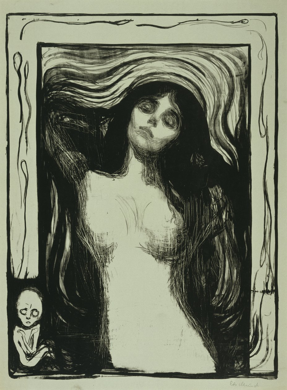 Madonna, 1895-1902 (lito på grågrönt papper) av Edvard Munch