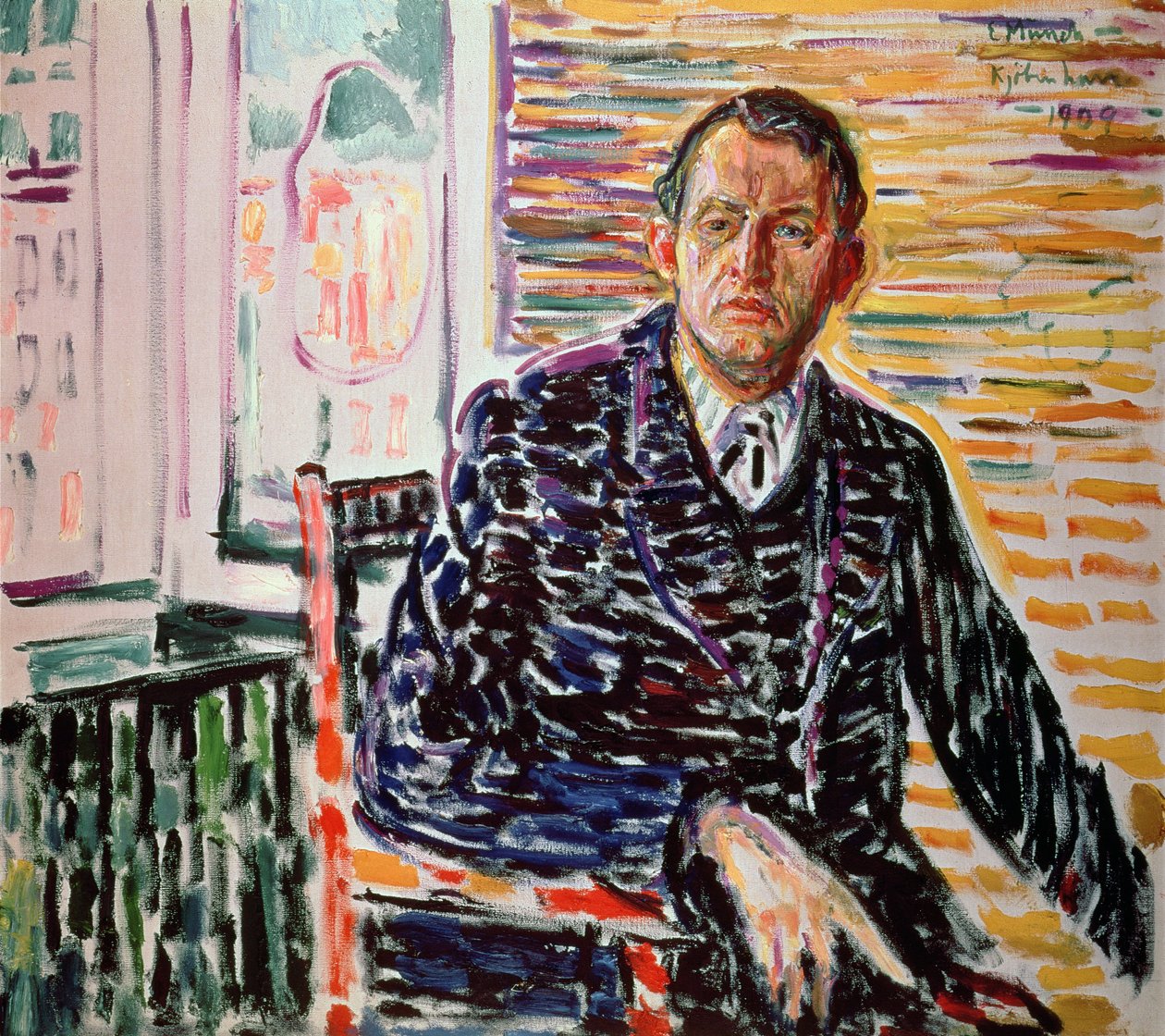 Självporträtt i blå skjorta av Edvard Munch