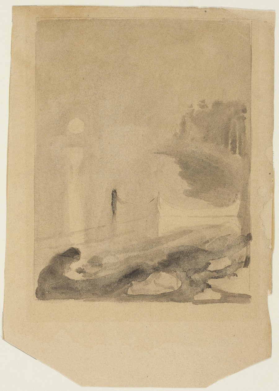 En båt bunden till en brygga, 1892 av Edvard Munch