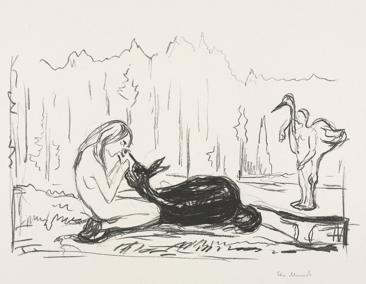 Alfa och Omega:  Hustrun Omega och åsnan av Edvard Munch