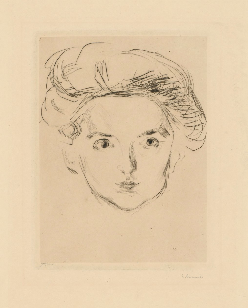Berlinsk kokott (flickhuvud) av Edvard Munch