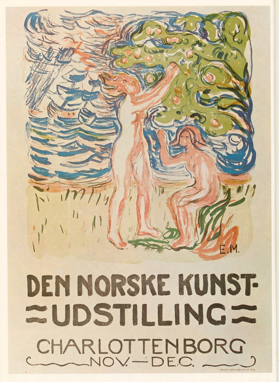 Edvard Munch: "Den Norske Kunst-Udstilling, Charlottenborg" (litografi) av Edvard Munch