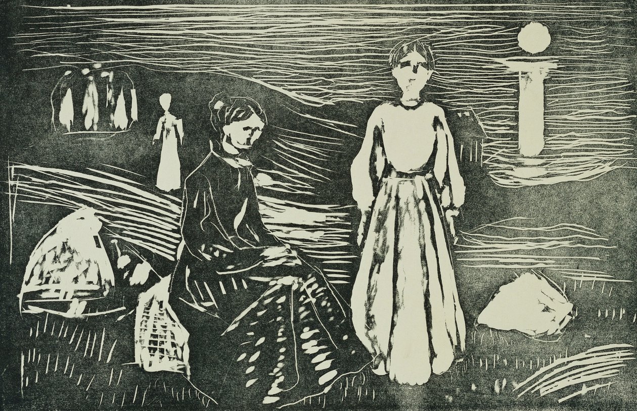 Kvinnor på havsstranden i sommarnatten (SSH. 339) av Edvard Munch