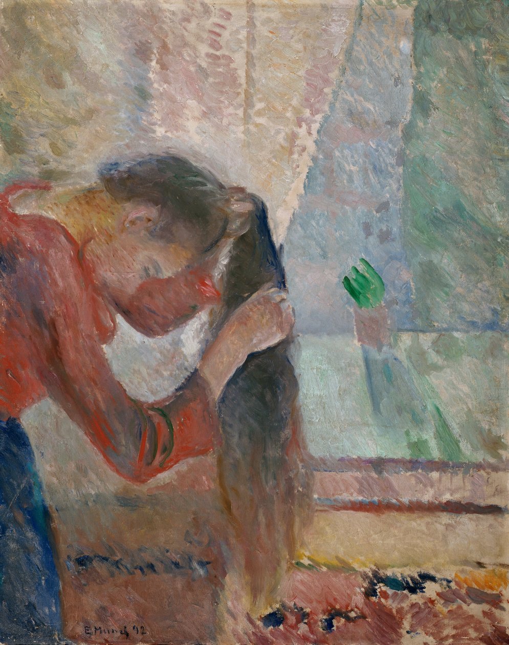 Flicka som kammar sitt hår av Edvard Munch