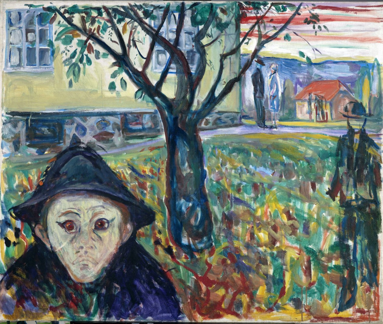 Svartsjuka i trädgården - Edvard Munch (1863-1944). Olja på duk av Edvard Munch