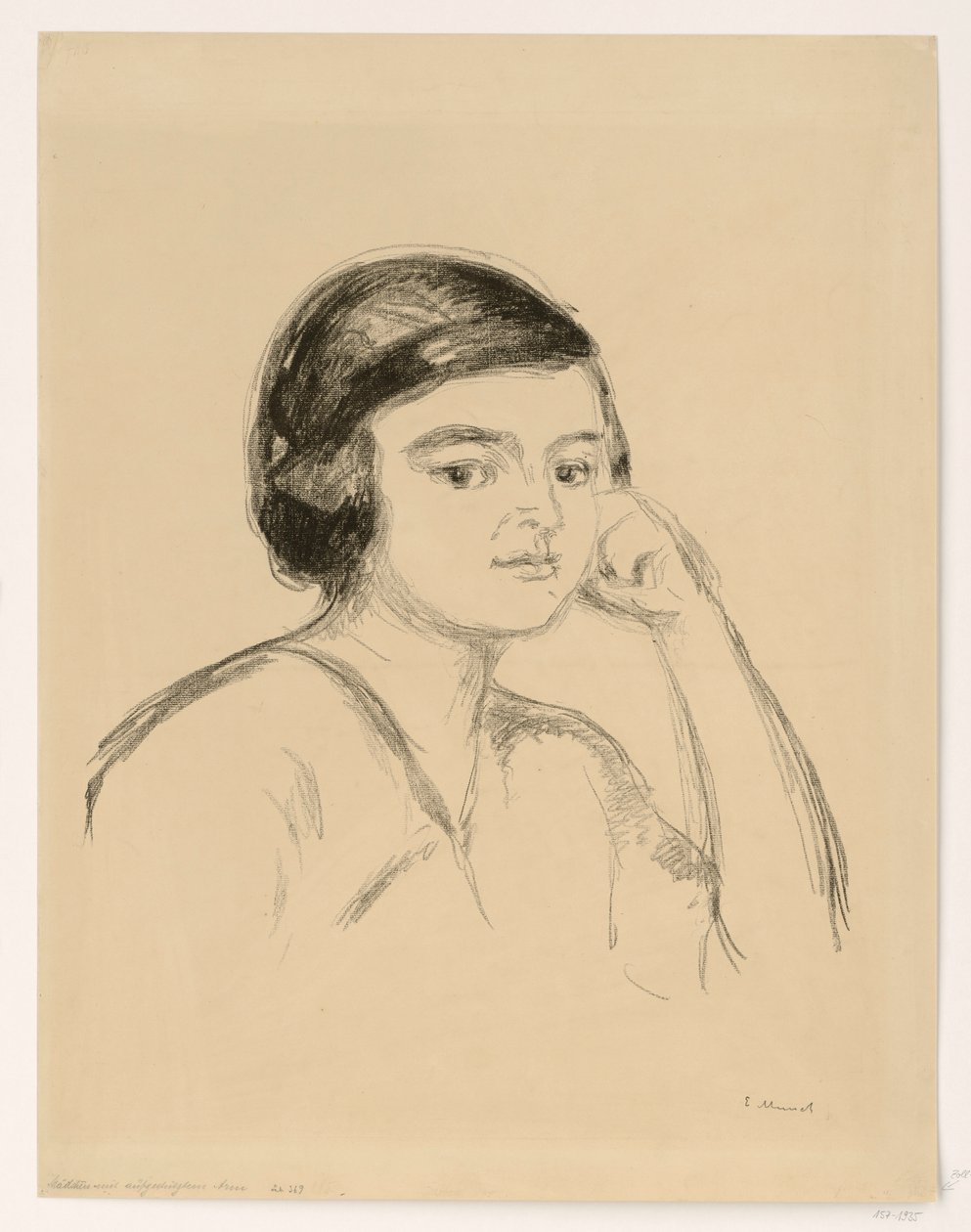 Ung kvinna (ung kvinna med handen mot kinden; flicka med stödd arm) av Edvard Munch