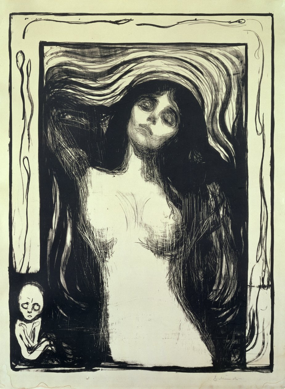 Madonna, kärleksfull kvinna (träsnitt) av Edvard Munch