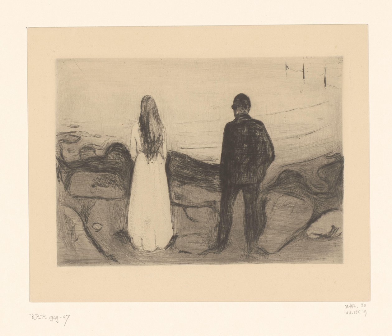 Man och kvinna som står på stranden Två personer (originaltitel) av Edvard Munch