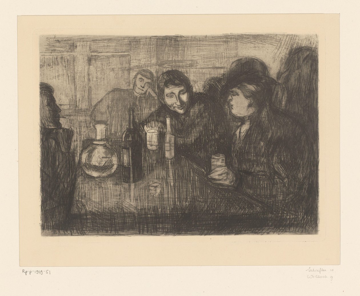 Män runt ett bord på ett kafé Kristiana (Oslo) bohemians I (originaltitel) av Edvard Munch