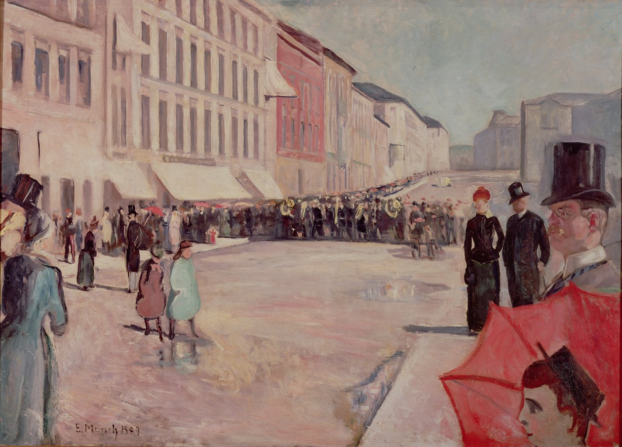 Militärmusikkorps på Karl-Johannsgatan, Oslo av Edvard Munch