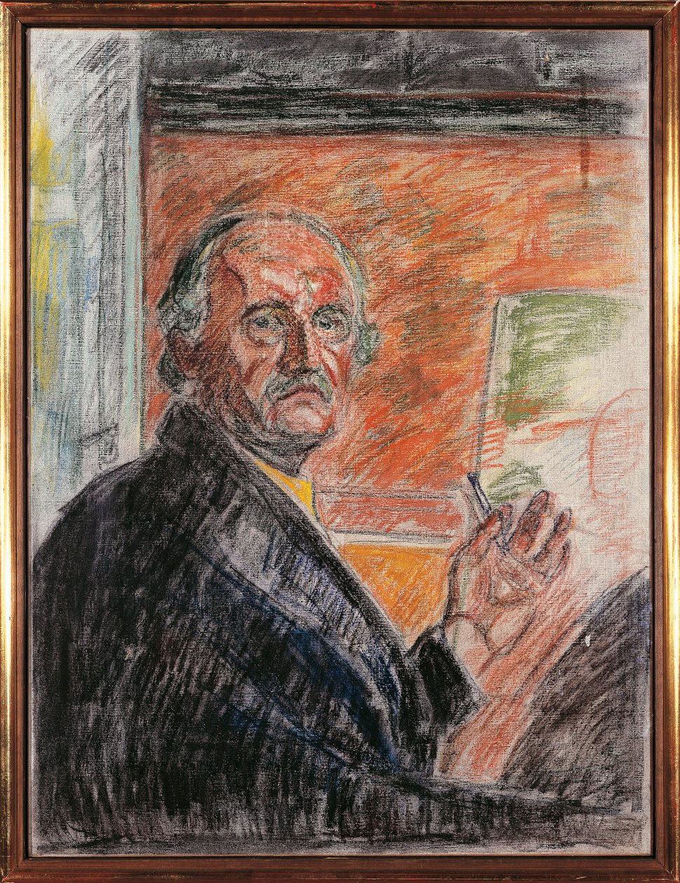 Norge, Oslo, Självporträtt med en krita av Edvard Munch