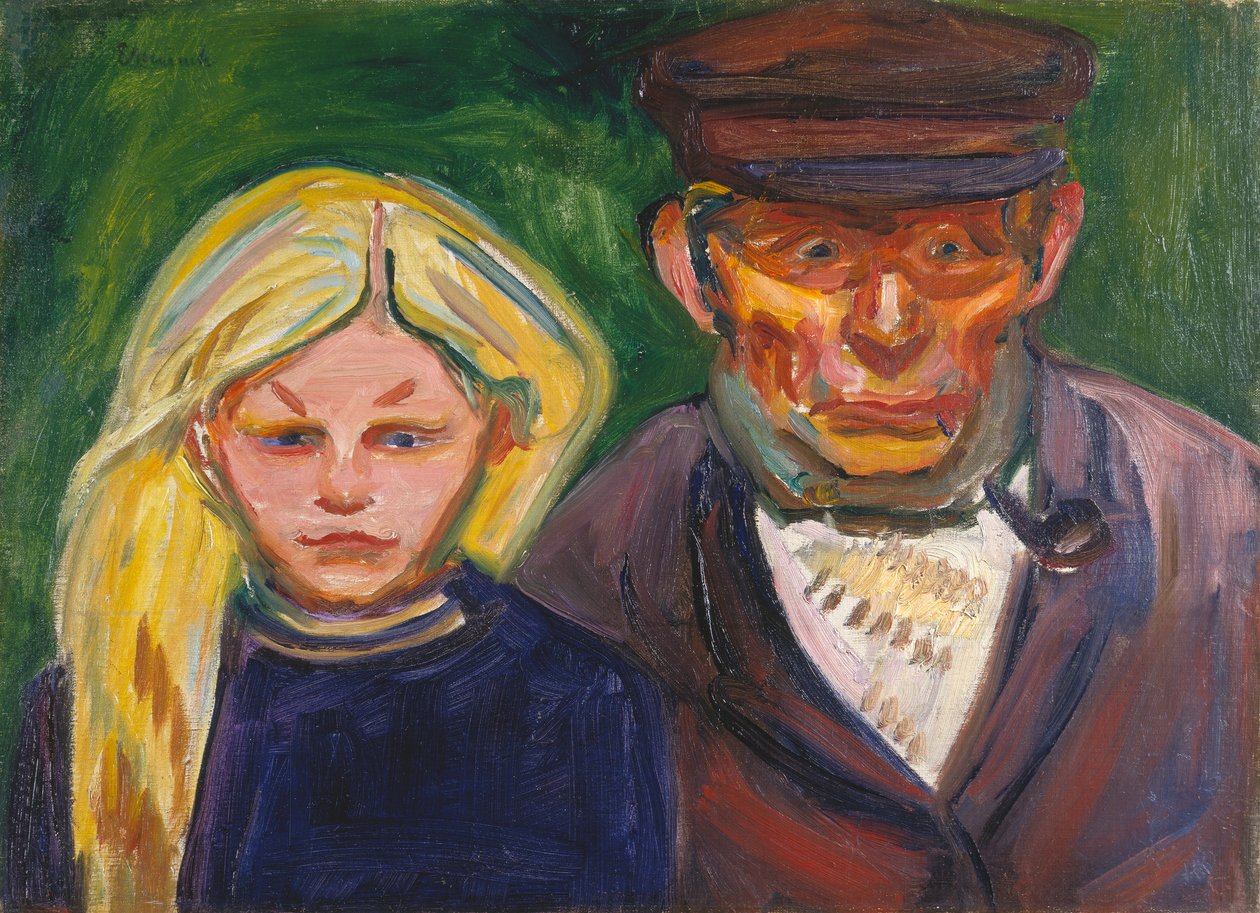 Gammal fiskare och hans dotter av Edvard Munch