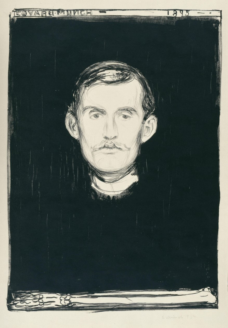 Självporträtt (med skelettliknande arm) av Edvard Munch