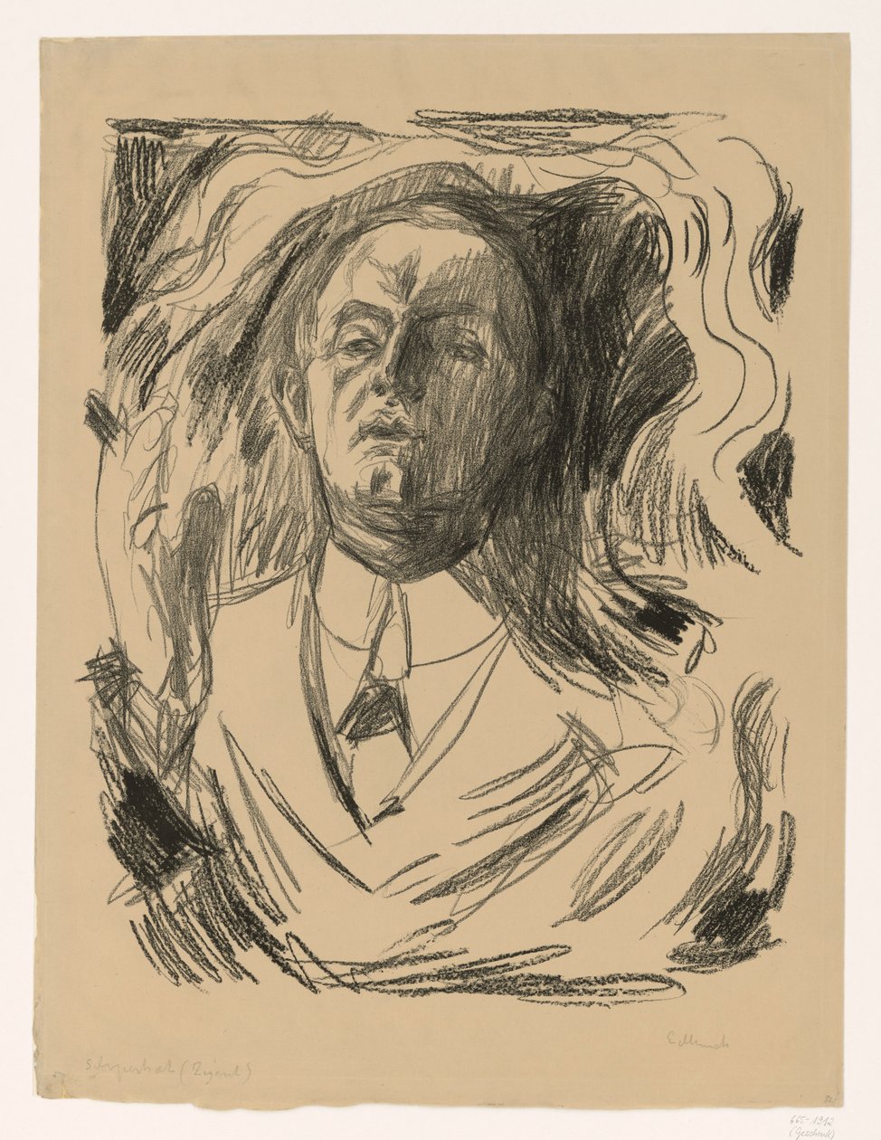 Självporträtt med cigarett av Edvard Munch
