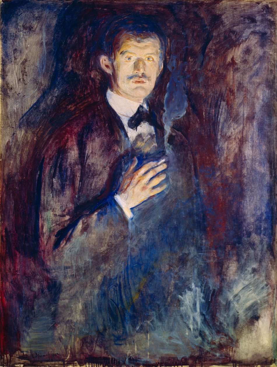 Självporträtt med cigarett av Edvard Munch