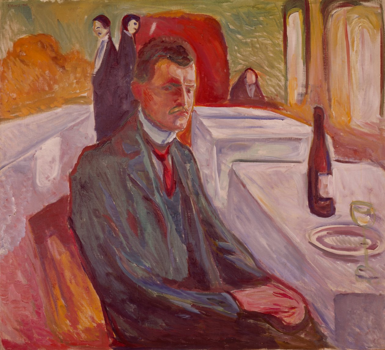 Självporträtt med vin (målning) av Edvard Munch