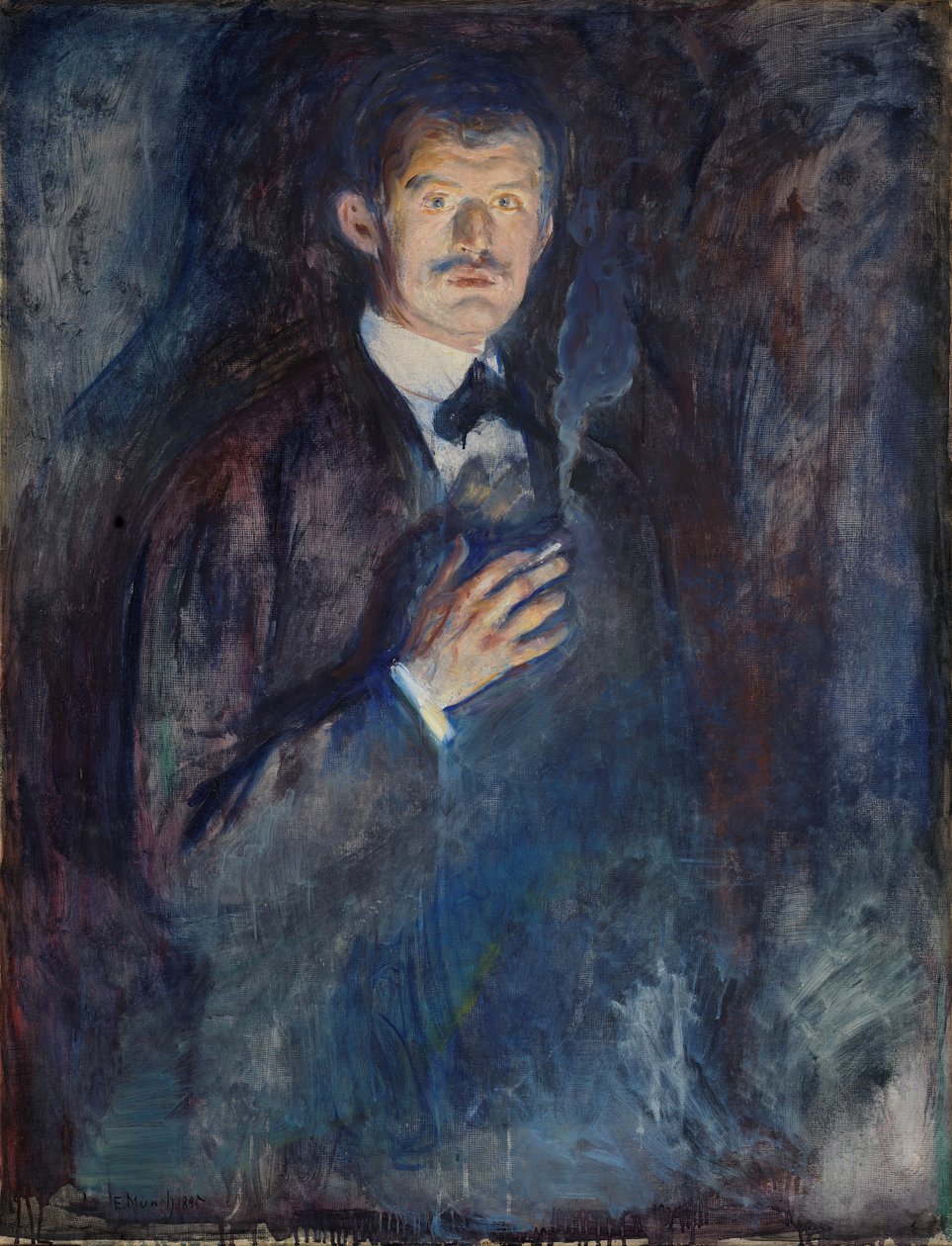 Självporträtt med cigarett av Edvard Munch