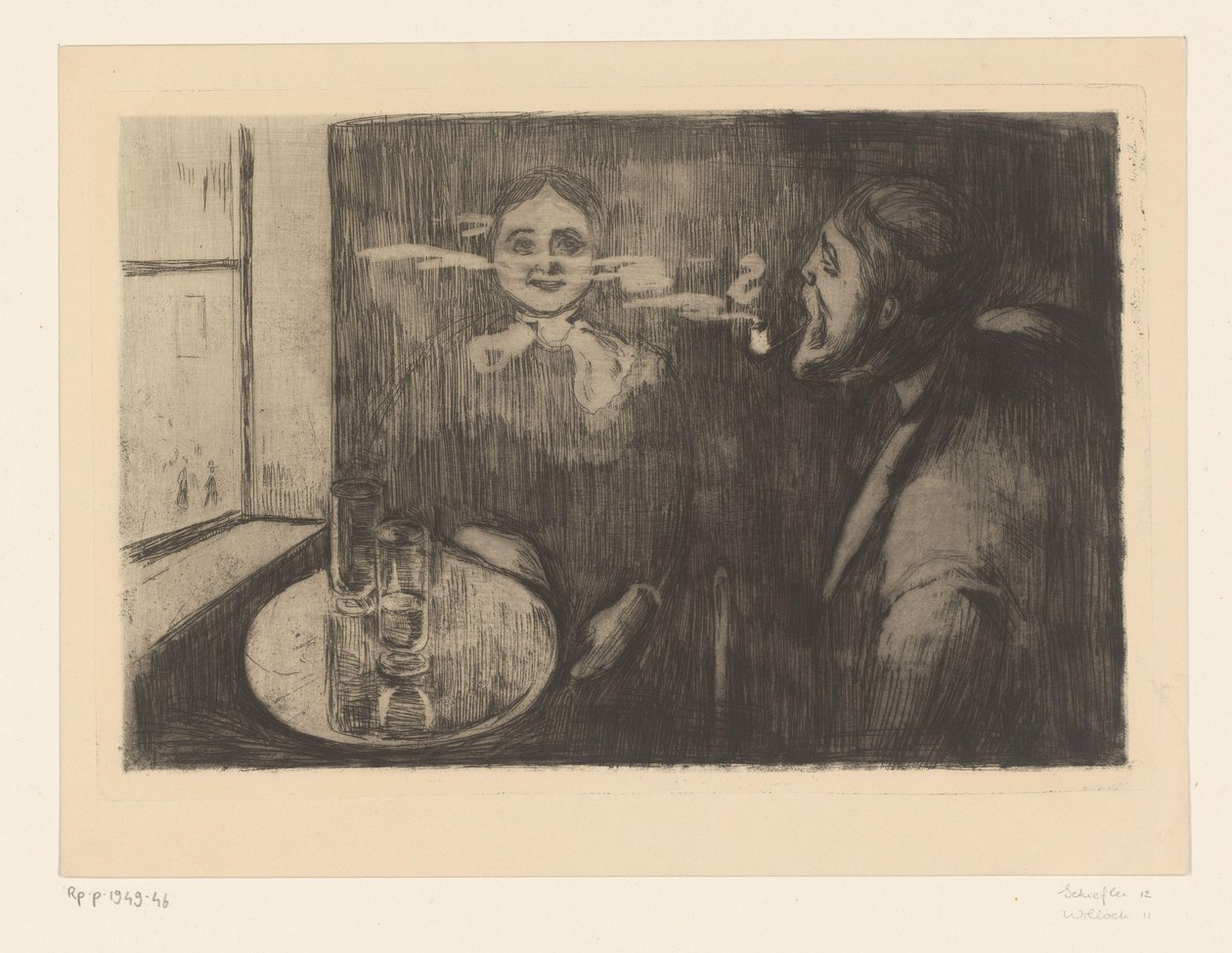 Kvinna och man röker pipa vid ett bord Tête-à-Tête (originaltitel) av Edvard Munch