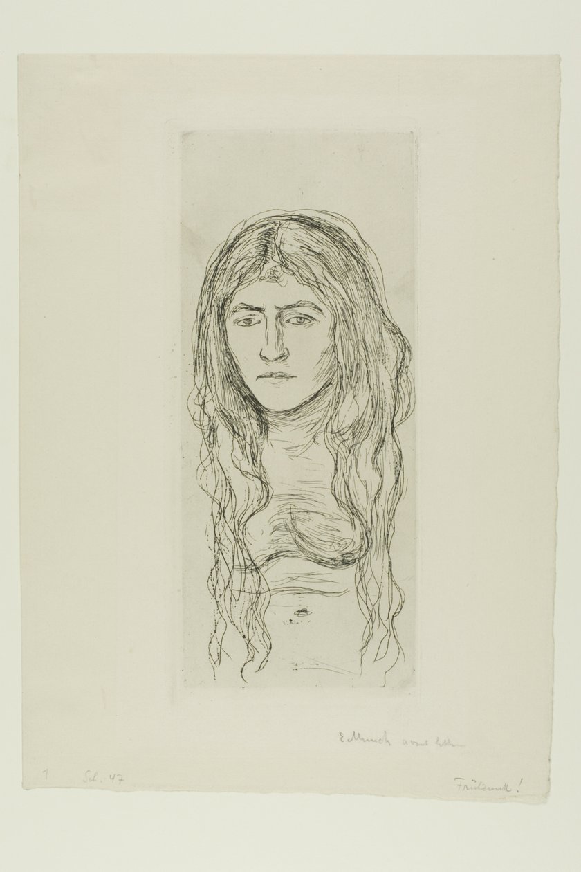 Kvinna med långt hår av Edvard Munch