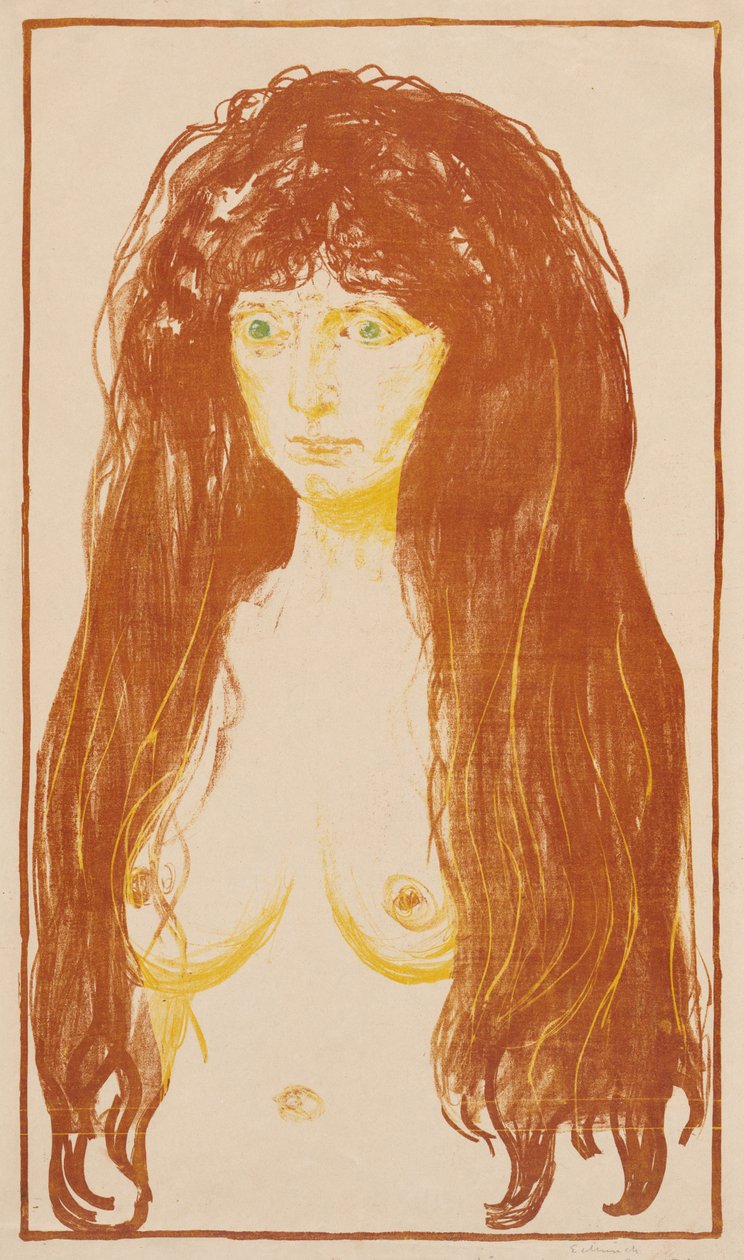 Kvinna med rött hår och gröna ögon (Synden) av Edvard Munch