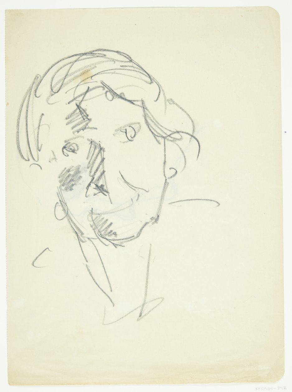 Porträtt av konstnärens hustru, målaren Agnes Weie (1878-1964), i ansiktet av Edvard Weie