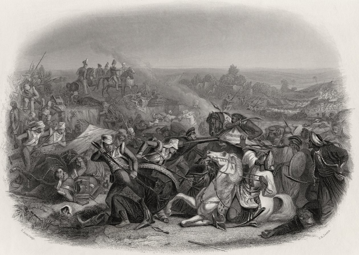 Slaget vid Meeanee, 1843, graverad av C.H. Jeens (1827-79) av Edward A. Armitage