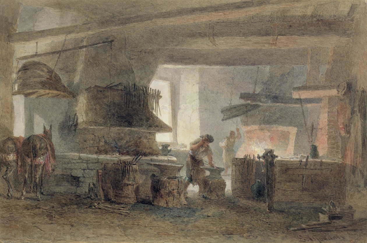 En smedja i Sevilla (wc, penna och bläck på papper) av Edward Angelo Goodall