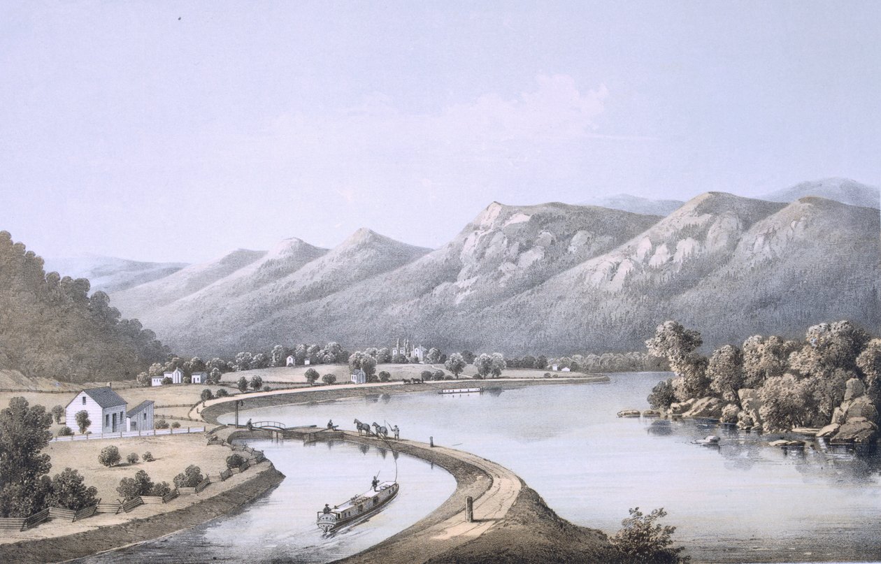 James River-kanalen vid mynningen av North River, Rockbridge County, 1858 av Edward Beyer