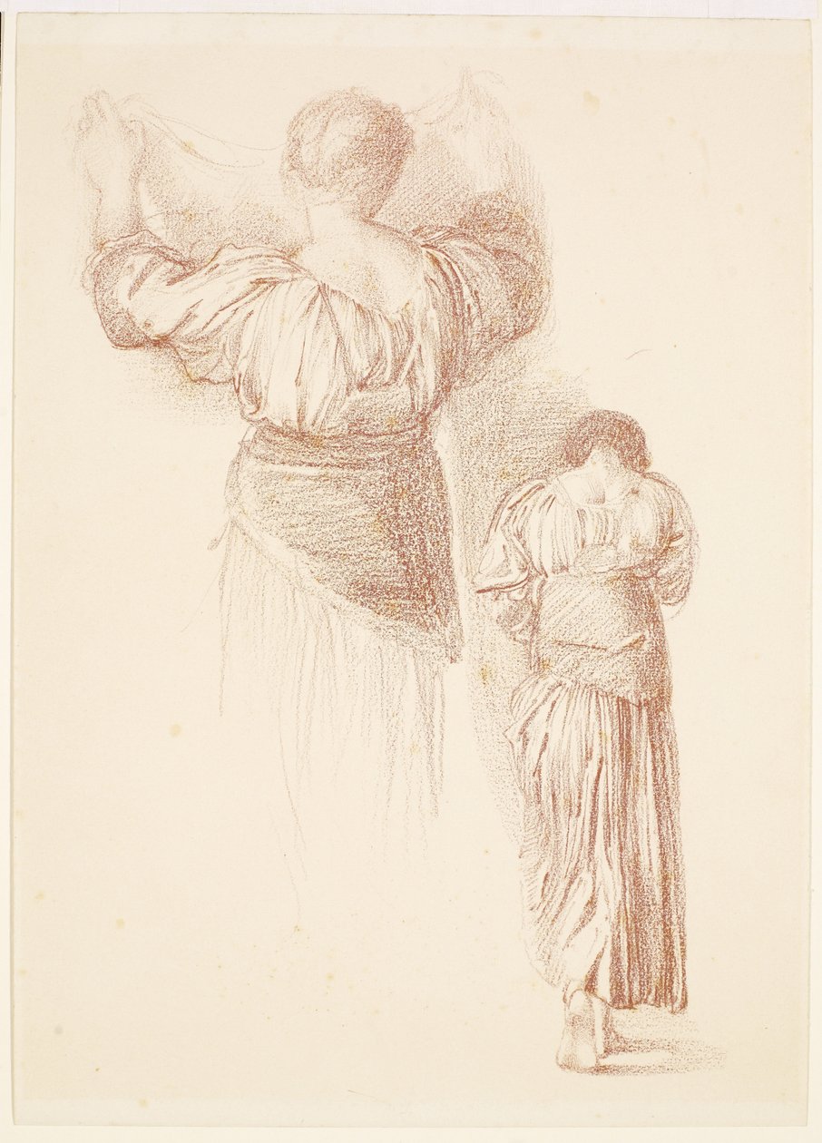 Kvinna - Draperiestudier, Studier av kvinnliga draperier sedda från baksidan av Edward Burne Jones