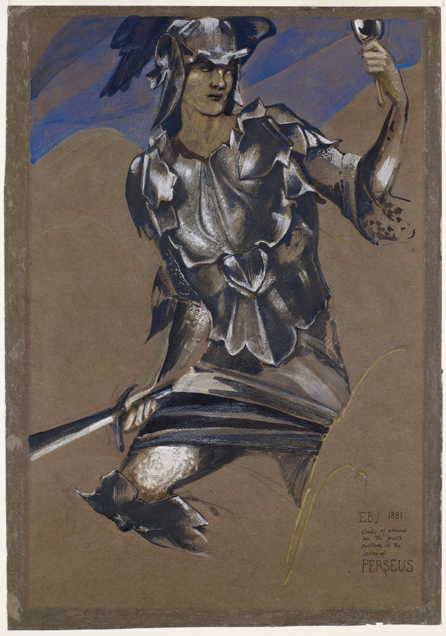 The Perseus Series - Study of Perseus in Armor for The Finding of Medusa av Edward Burne Jones
