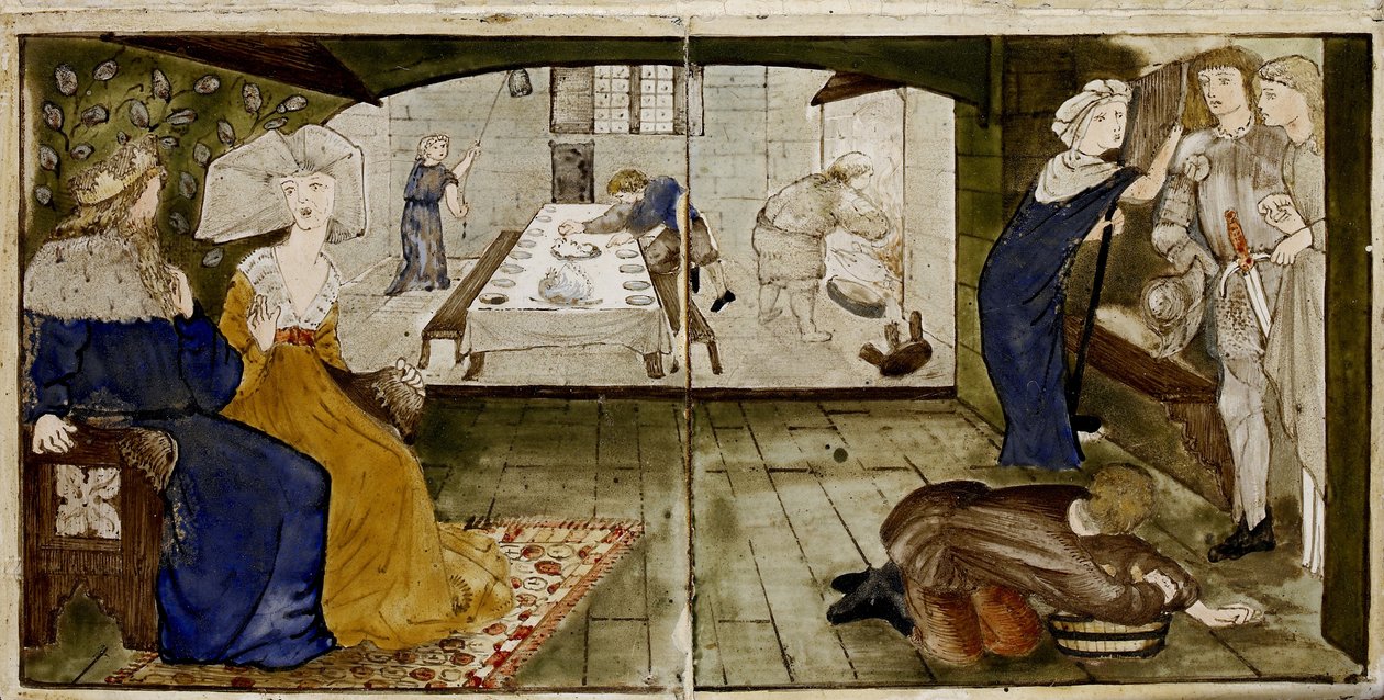 En uppsättning av sexton plattor som är arrangerade i par för att bilda åtta illustrationer av sagan om "Briar Rose", 1862 - 1865 (keramik) av Edward Burne Jones