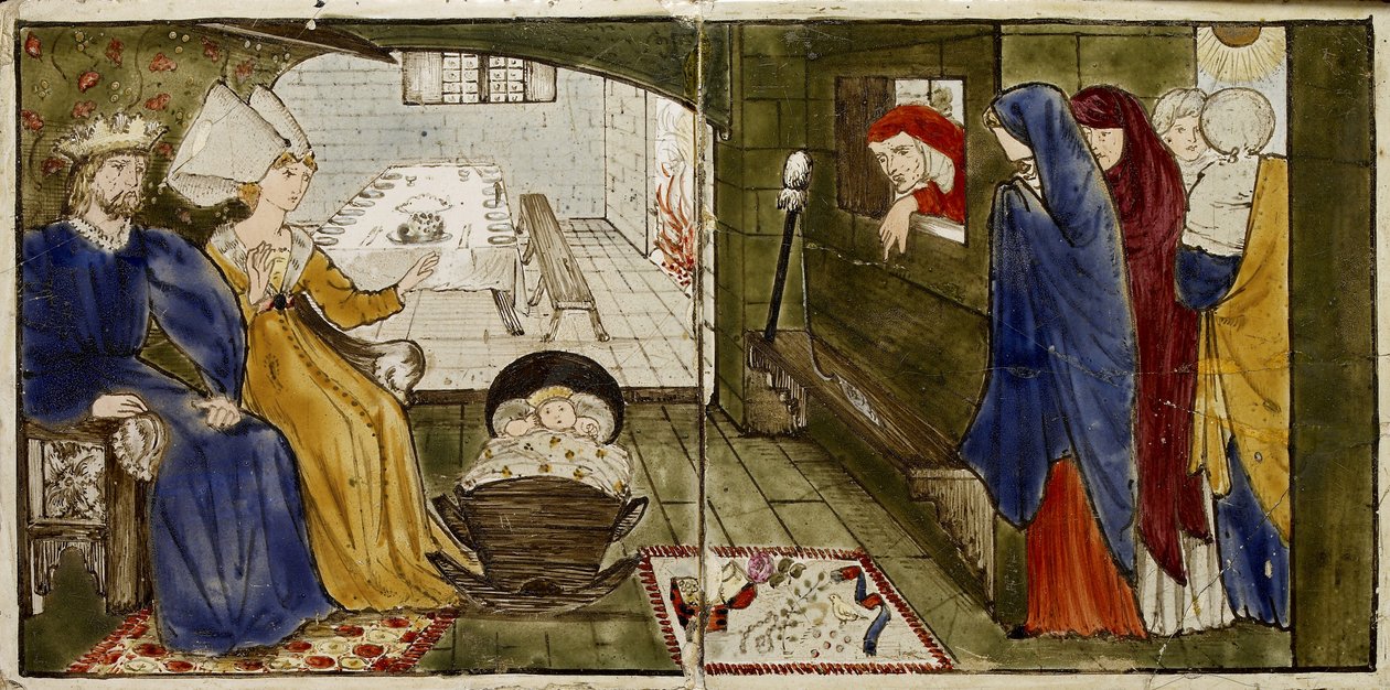 En uppsättning av sexton plattor som är arrangerade i par för att bilda åtta illustrationer av sagan om "Briar Rose", 1862 - 1865 (keramik) av Edward Burne Jones