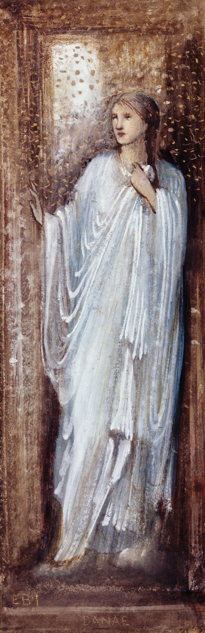 Danae (wc, gouache och guldfärg på papper) av Edward Burne Jones