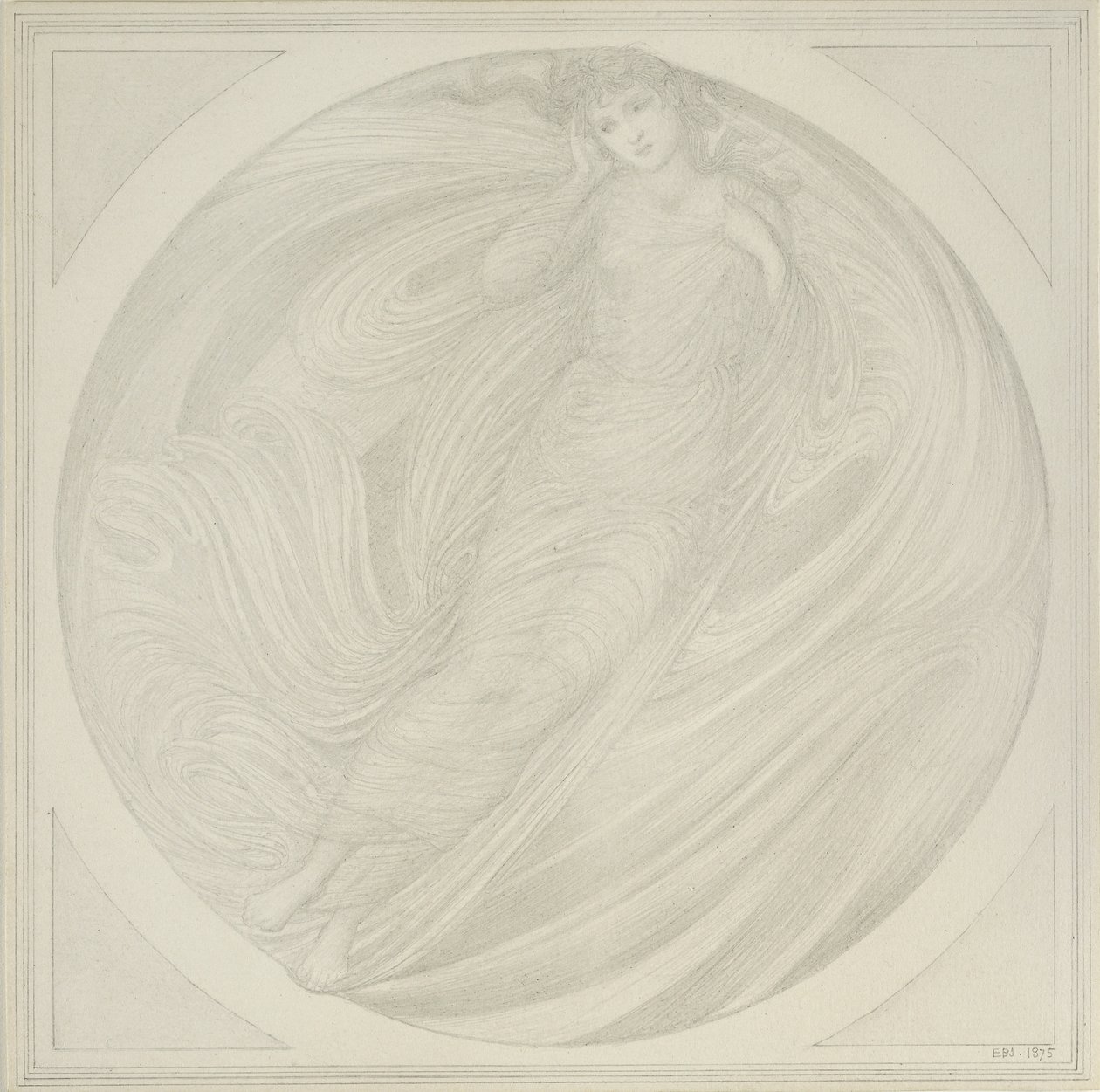 Eurydike svävar i lågorna, 1872-75 (grafit på papper) av Edward Burne Jones