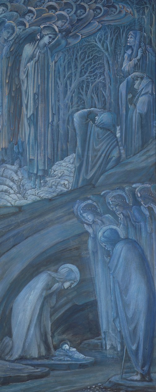 Nativity, 1887 (gouache och guldfärg på papper) av Edward Burne Jones