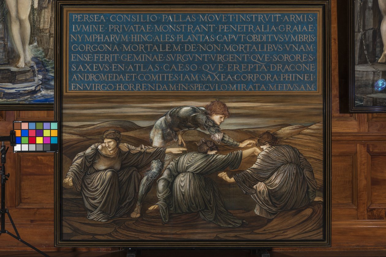 Perseus and the Graiae, 1877 (blandade medier på papper) av Edward Burne Jones