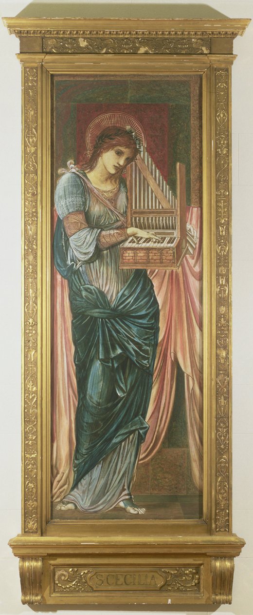 St. Cecilia (tempera på panel) (se även 198348) av Edward Burne Jones