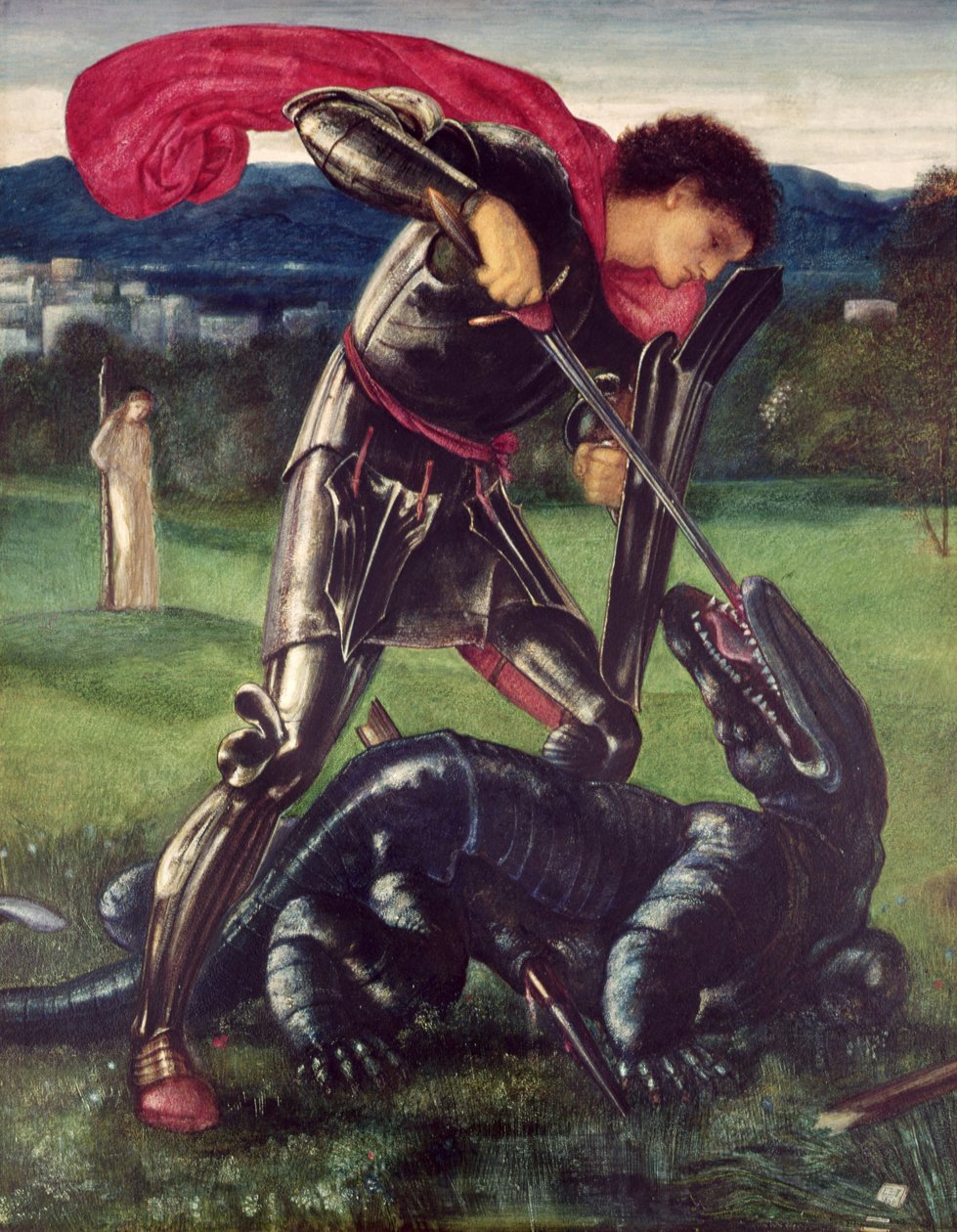 St. George and the Dragon, 1868 (gouache) av Edward Burne Jones