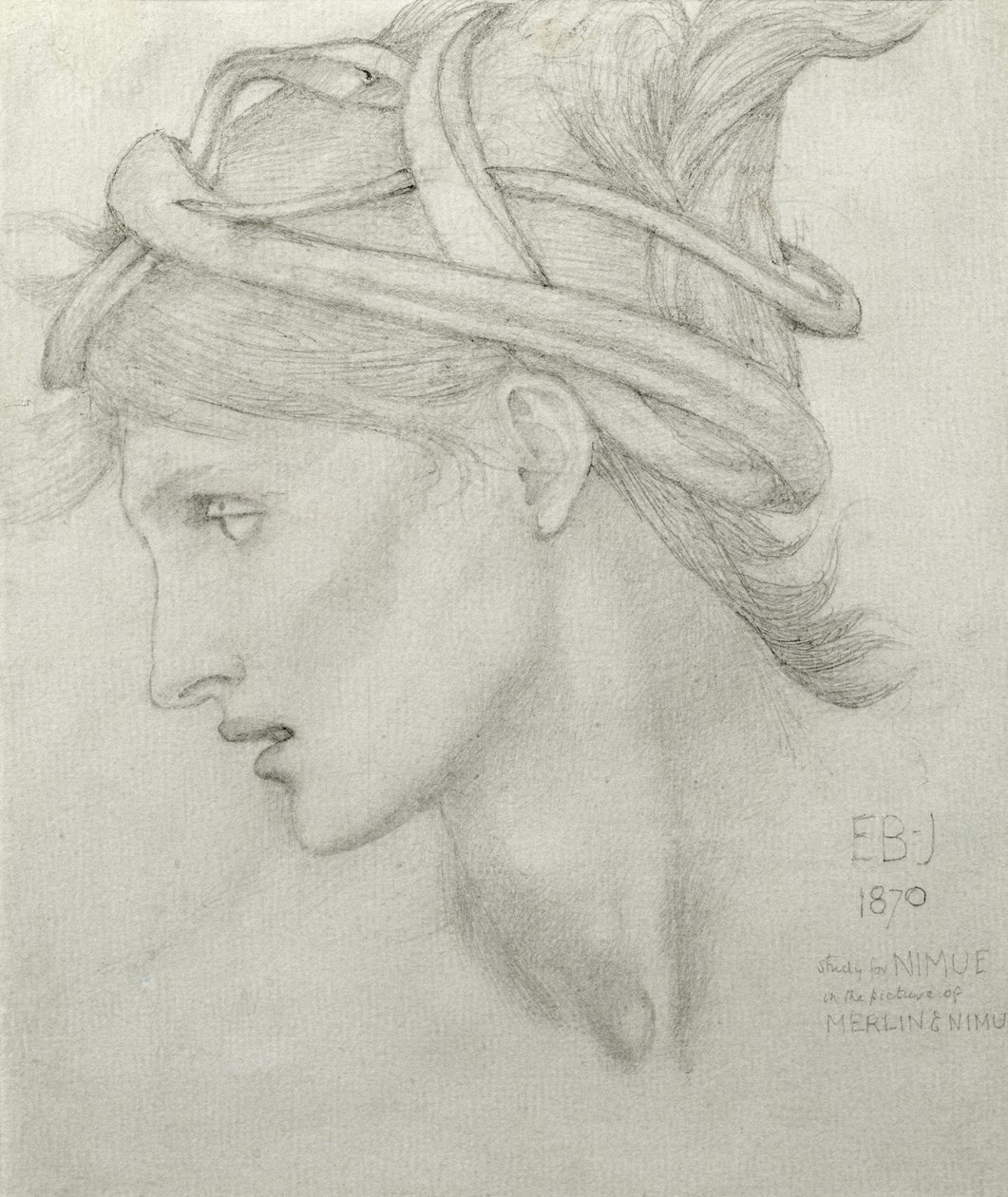 Studie för Nimue till "Merlin och Nimue", 1870 av Edward Burne Jones