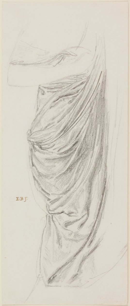 Studie av draperi för Theseus och Ariadne (bläck och penna på papper) av Edward Burne Jones